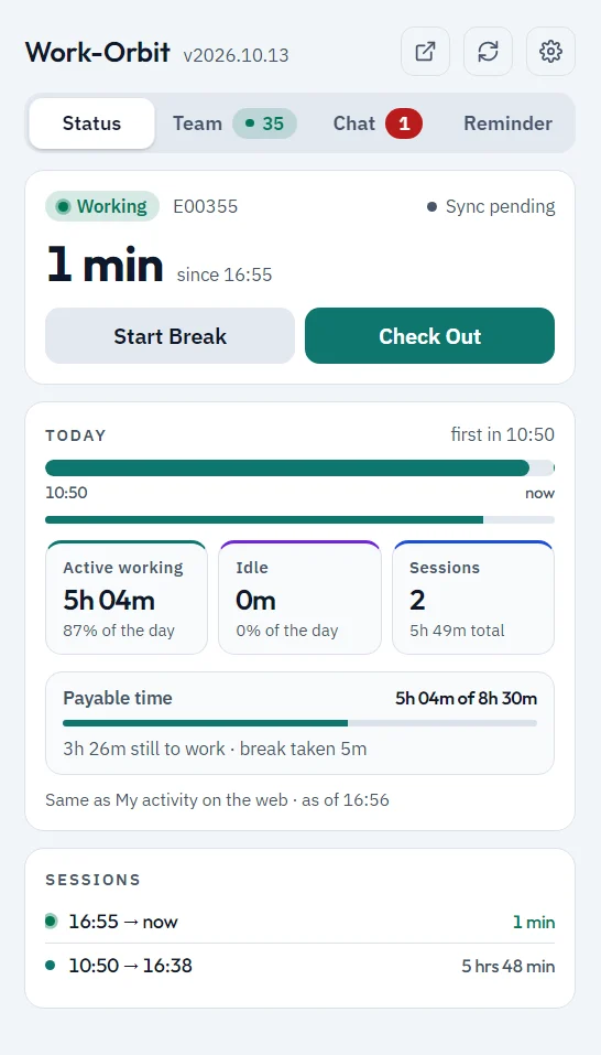 WorkOrbit Desktop Agent: WorkOrbit employee monitoring software dashboard